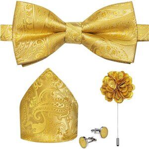 Pre-Tied Bow Ties for Men Gold Paisley